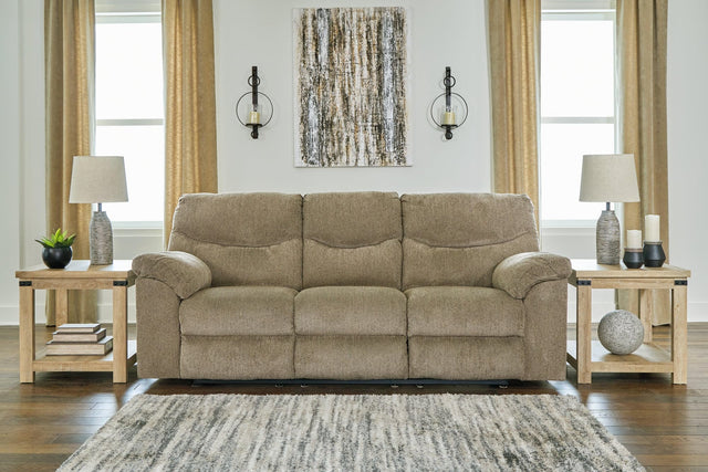 Alphons Briar Reclining Sofa front angle with recliners closed