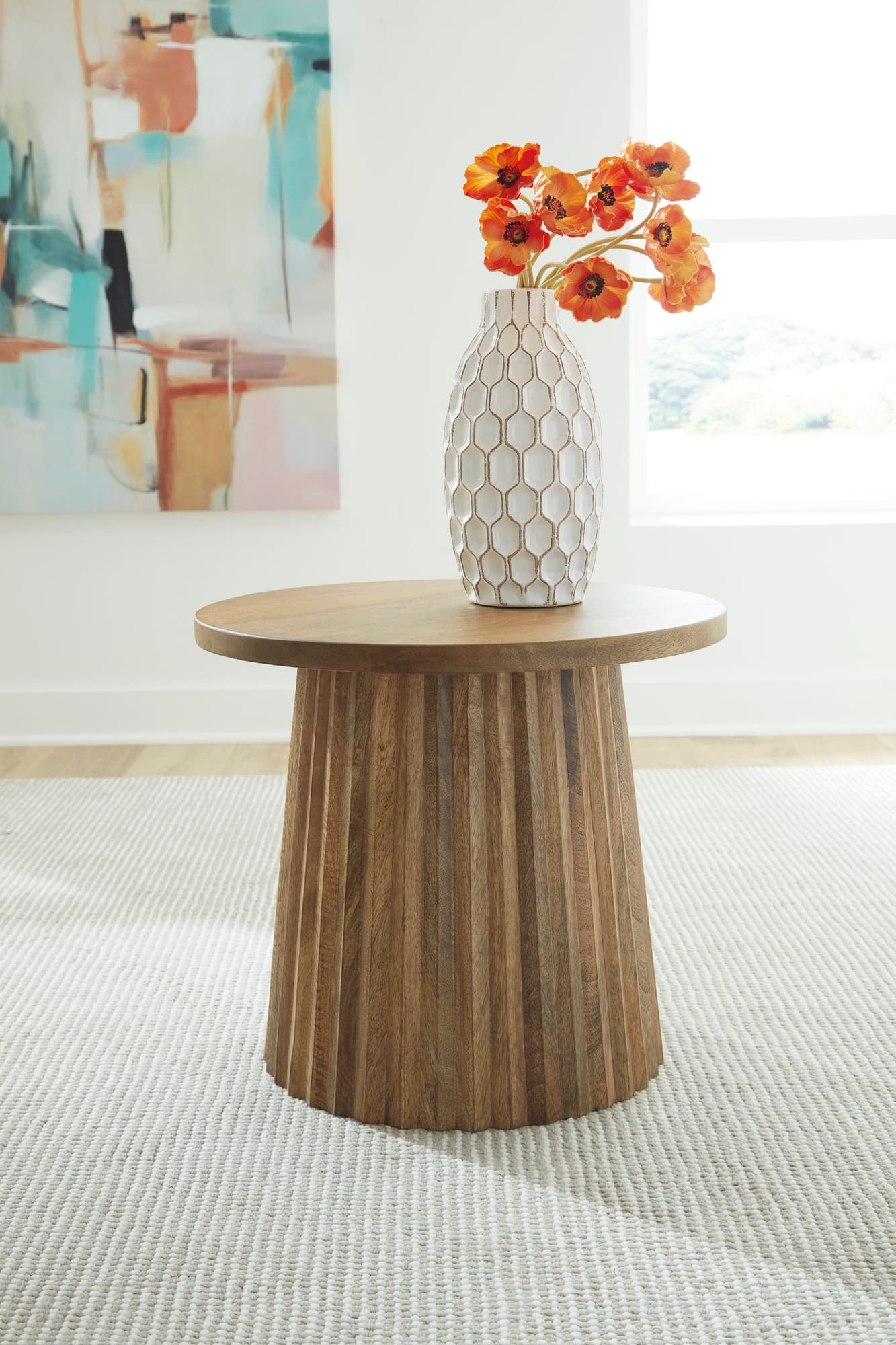 Ceilby Accent Table natural wood finish front view
