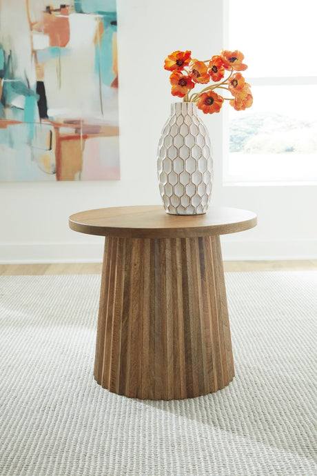 Ceilby Accent Table natural wood finish front view