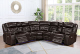 Amazon2027 brown leather gel power reclining sectional sofa front view