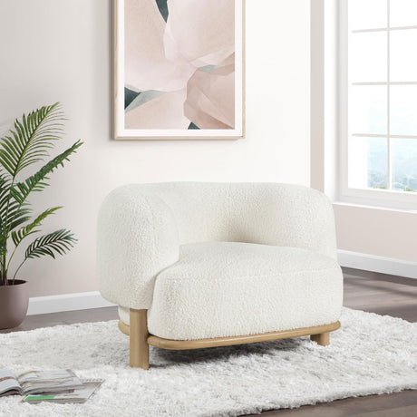 Lawler Ivory Upholstered Barrel Back Accent Chair front angle