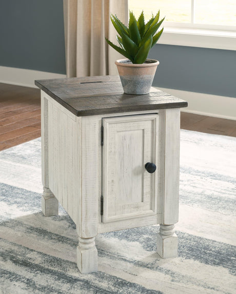 Havalance White and Gray Chairside End Table front angle