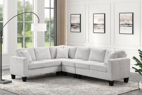 front view of Logan Beige linen sectional sofa