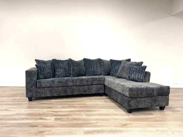 Kaf Charcoal Sectional sofa front angle view