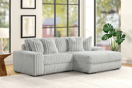 Sunday Gray 2-Piece Sectional Sofa main view in gray upholstery