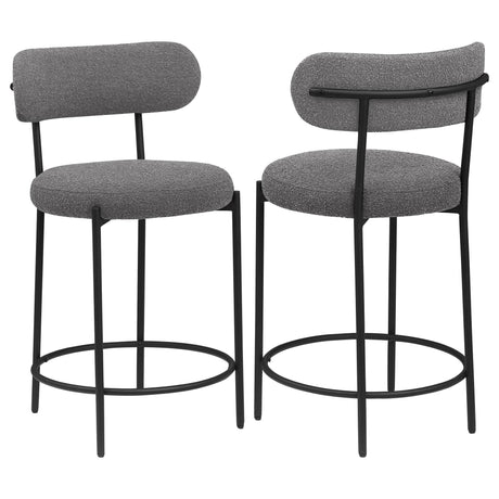 Viola grey boucle upholstered counter chair, front view