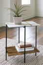 Braxmore white and light brown marble accent table angled view