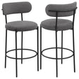 Viola grey boucle upholstered bar stool front view
