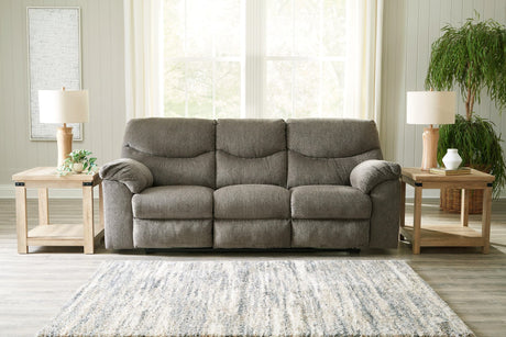 Alphons Putty reclining sofa, front angle view
