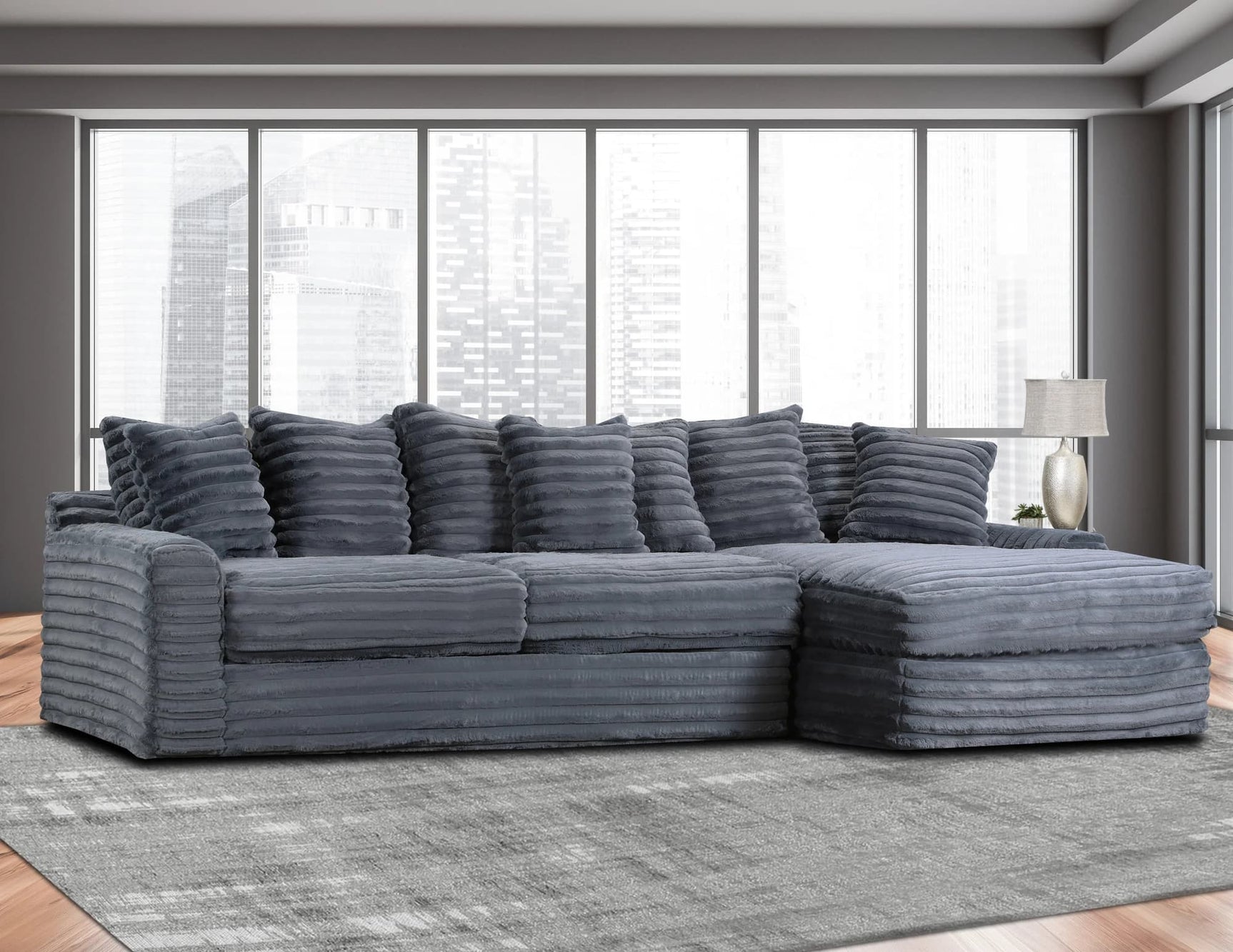 Julia Charcoal Gray Sectional Sofa main view