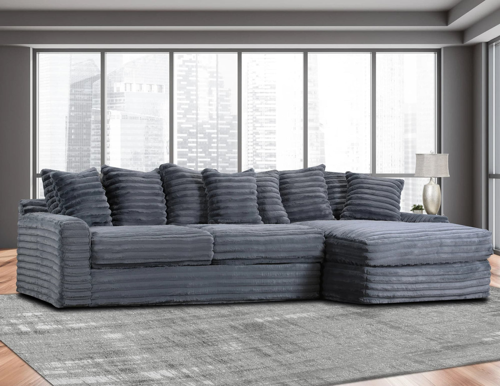 Julia Charcoal Gray Sectional Sofa main view