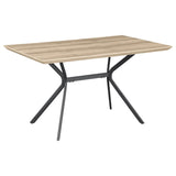 Edgecreek 53 inch composite wood dining table in light brown, front view