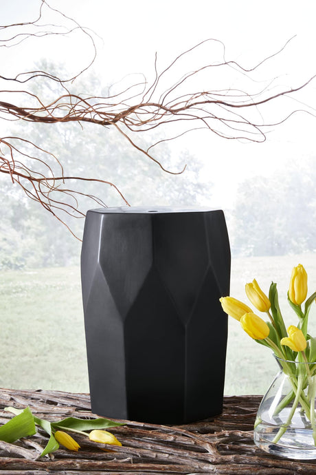Rhysworth ceramic black stool front angle