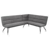 Dodson grey fabric L-shaped nook dining bench angled view