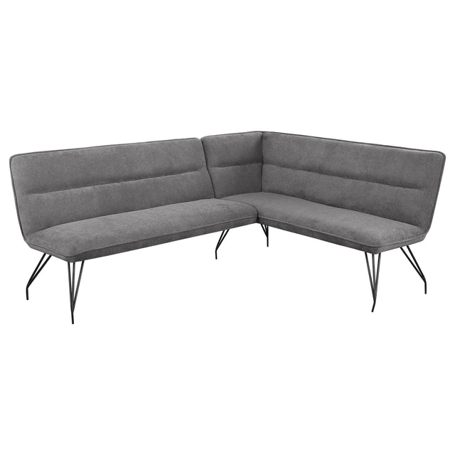 Dodson grey fabric L-shaped nook dining bench angled view