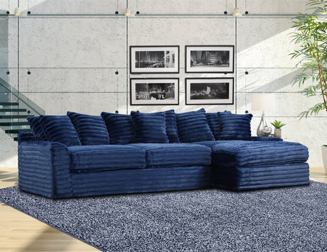 Julia Navy Blue Sectional Sofa front view showing navy blue fabric