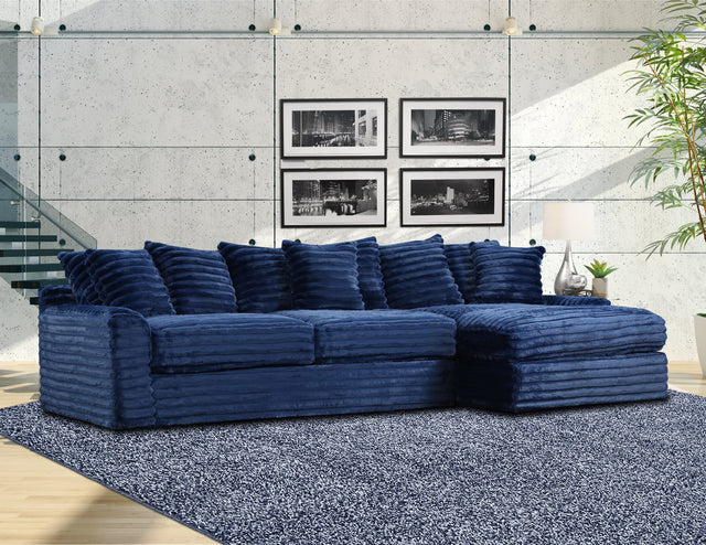 Julia Navy Blue Sectional Sofa front view showing navy blue fabric