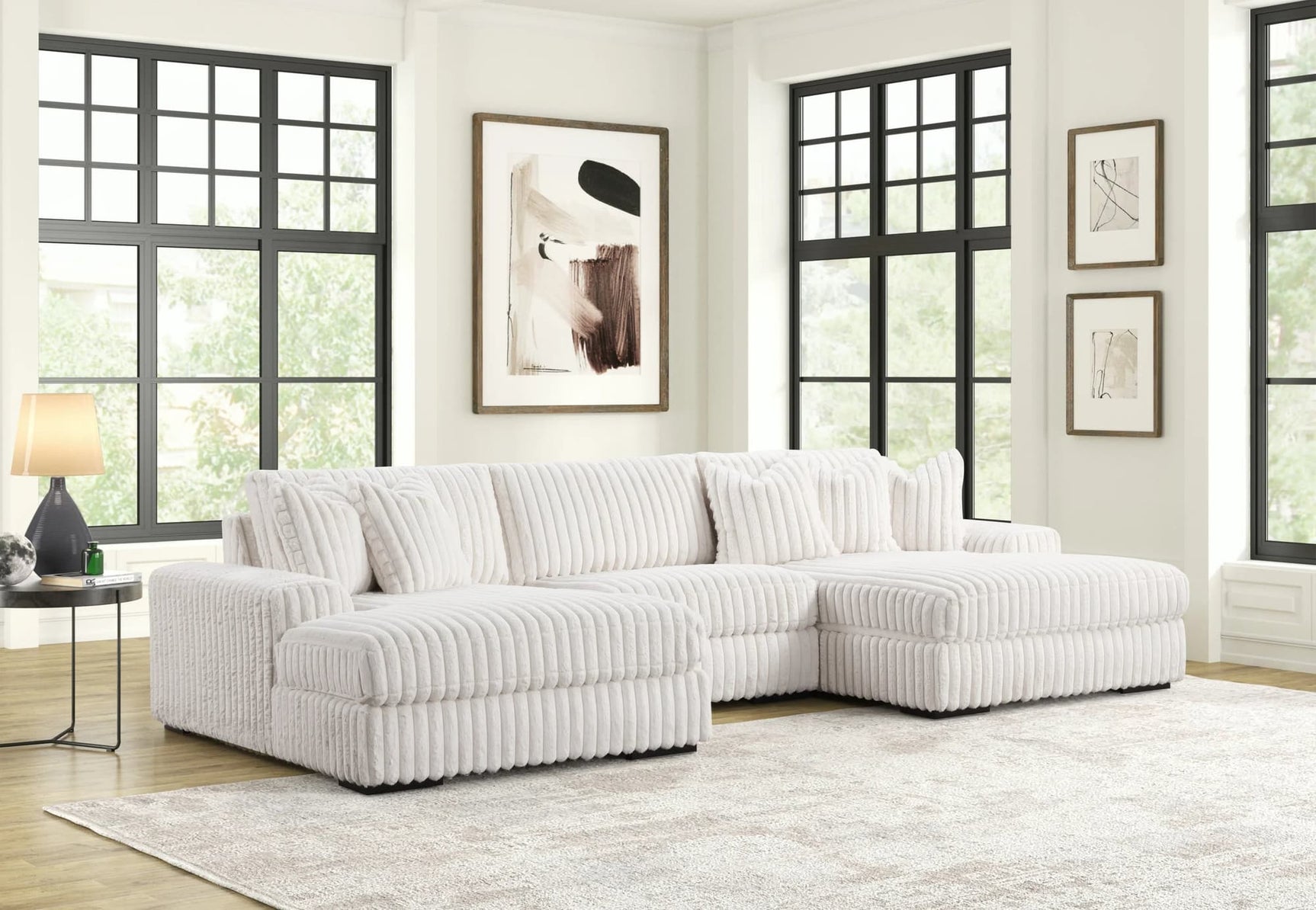 XL Sunday Beige 3-Piece Sectional Sofa front view