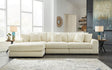 Helga sectional sofa front view with left-arm facing chaise in ivory