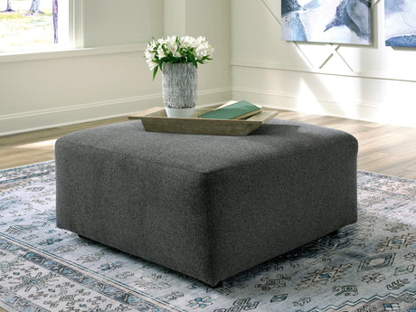Edenfield Charcoal Oversized Chenille Accent Ottoman, angled view