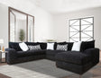 Venus Black Oversized Sectional Sofa front view in black fabric upholstery