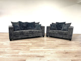front view of Kaf Charcoal sofa and loveseat set