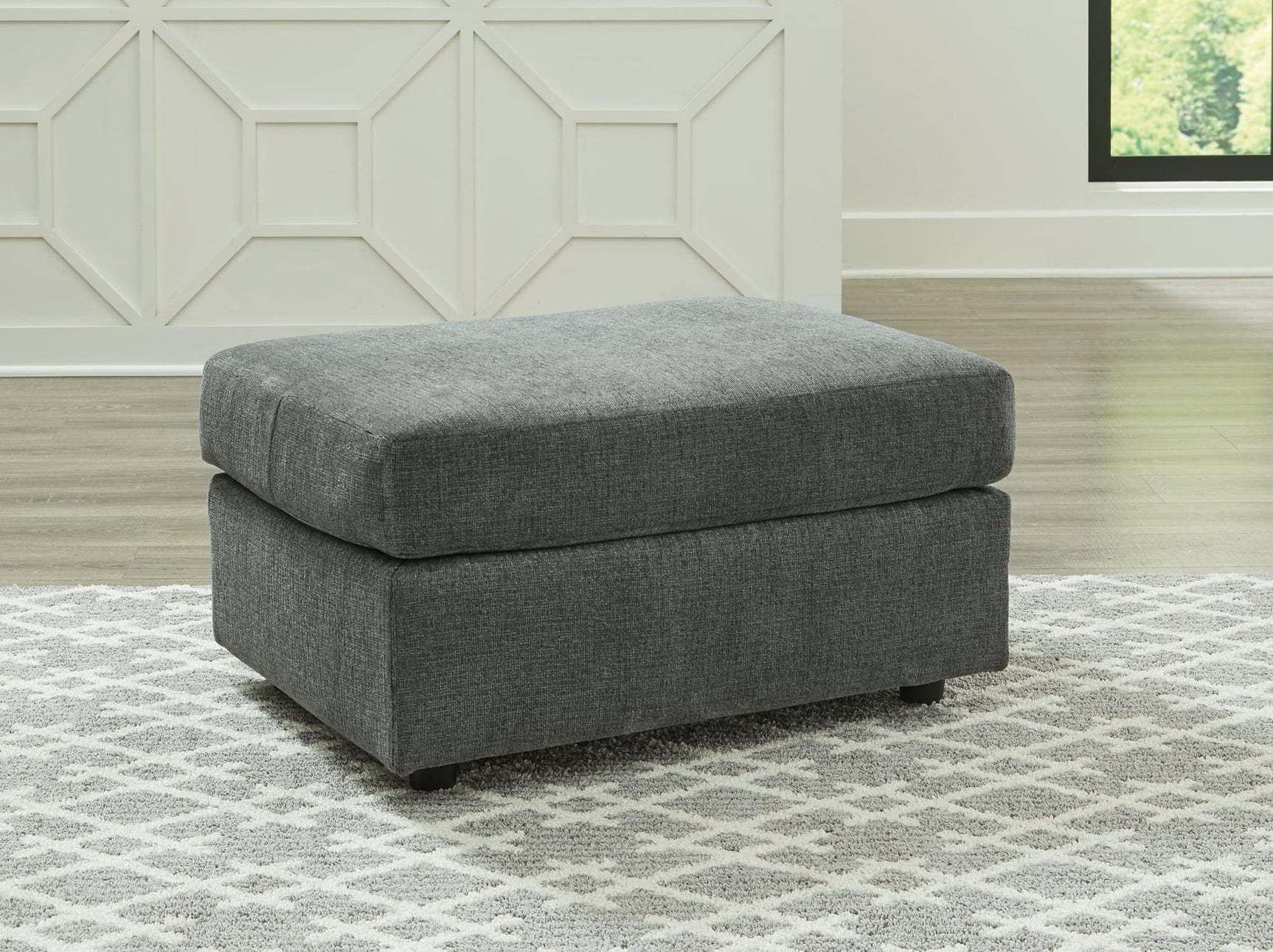 Stairatt Gravel Chenille Ottoman front angle view