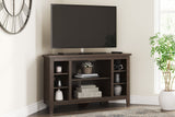 W283-67 Warm Brown Corner TV Stand 48"L front angle