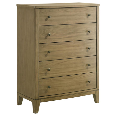 Granada 5-drawer chest in natural pine, front view