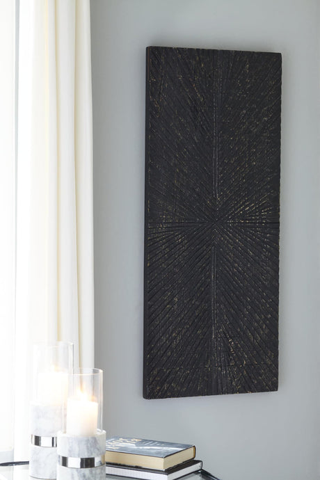 Lenora antique black sunburst wall decor front view