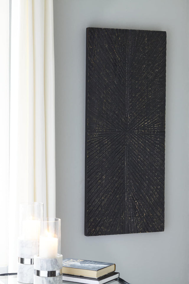 Lenora antique black sunburst wall decor front view