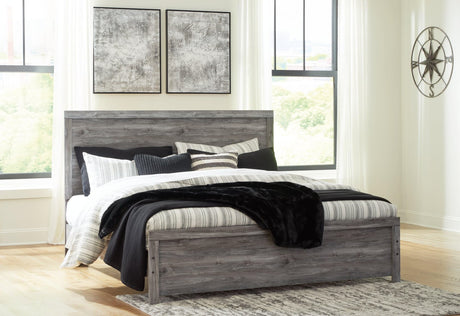 Bronyan Dark Gray King Panel Bed front angle view