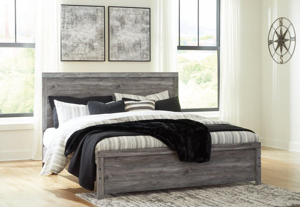 Bronyan Dark Gray King Panel Bed front angle view