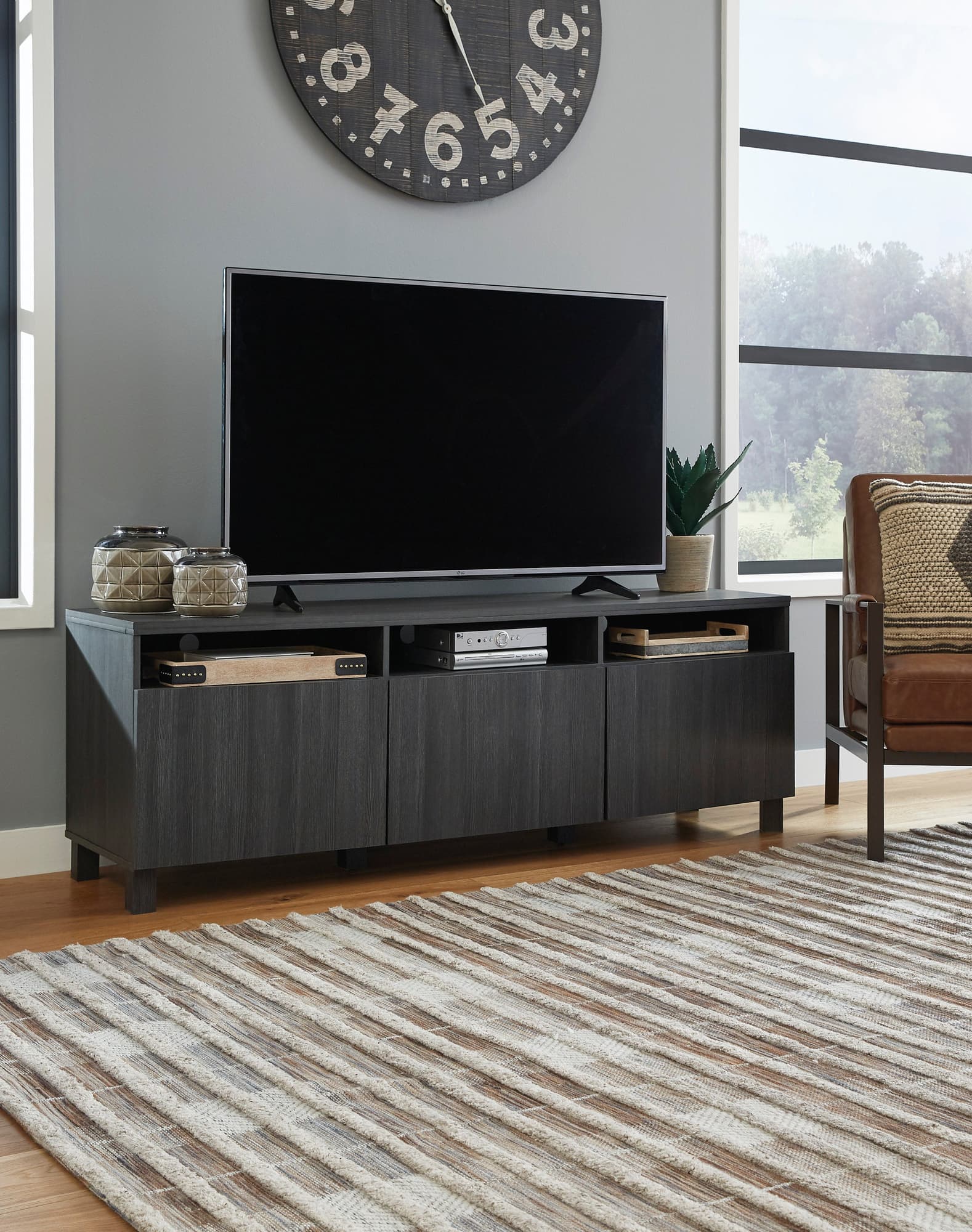 Black W215-66 TV stand front view