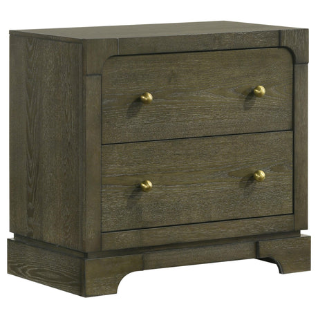 Gran Park 2 Drawer Nightstand in Dark Cocoa finish, front view