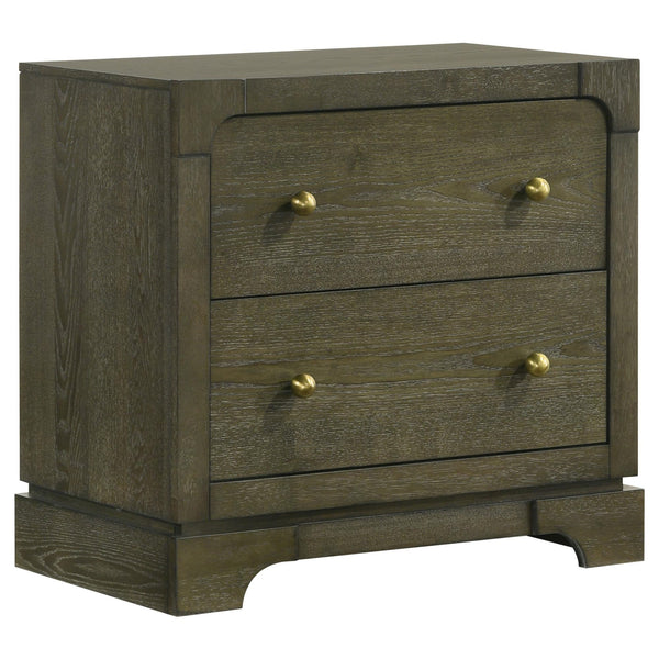 Gran Park 2 Drawer Nightstand in Dark Cocoa finish, front view