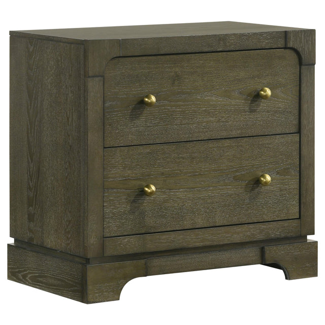 Gran Park 2 Drawer Nightstand in Dark Cocoa finish, front view