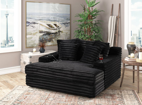 Happy Black Oversized Chaise Lounge showing front and side view