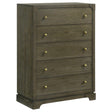 Gran Park 5-drawer chest of drawers in dark cocoa, front view