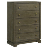 Gran Park 5-drawer chest of drawers in dark cocoa, front view