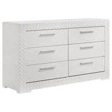 Ives 6-drawer white high gloss dresser front view