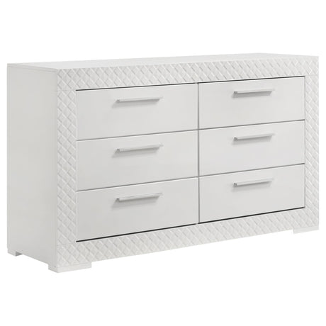 Ives 6-drawer white high gloss dresser front view