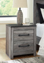 Bronyan Dark Gray Nightstand closed drawers angle view