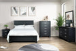 Kiara Black Panel Bedroom Set main view with bed and dresser