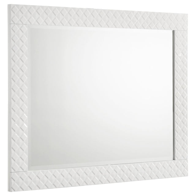 Ives White High Gloss Dresser Mirror front view