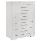 Ives 5-drawer bedroom chest in white high gloss front view