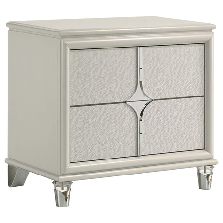 Olivia 2 Drawer Nightstand Pearl White front view