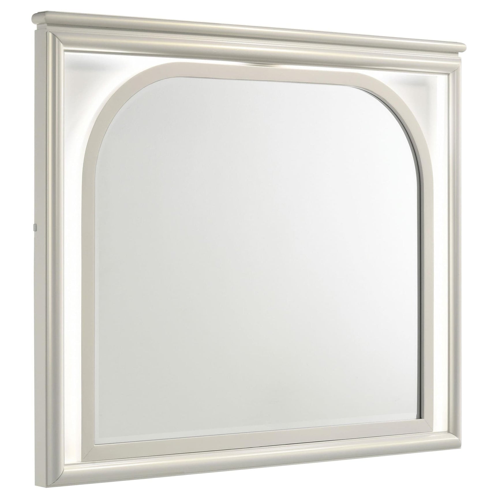 Olivia LED Dresser Mirror Pearl White, front view
