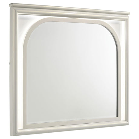 Olivia LED Dresser Mirror Pearl White, front view