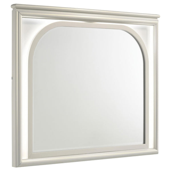 Olivia LED Dresser Mirror Pearl White, front view